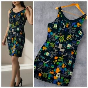 Vintage 90s | Rabbit Designs abstract floral sheath dress 14